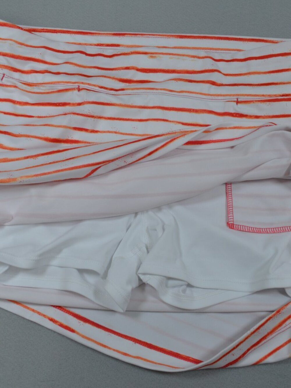 🍊⛳ Coral Bay Golf Skort Striped Orange White Skirt Shorts L - Picture 8 of 11